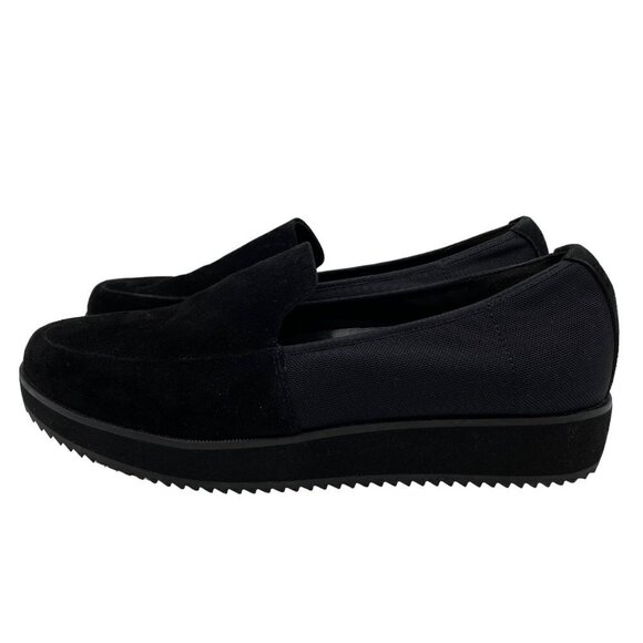 Eileen Fisher Dell Platform Loafer Black Suede Stretch Slip-On Women Sz 8.5 - Picture 7 of 11